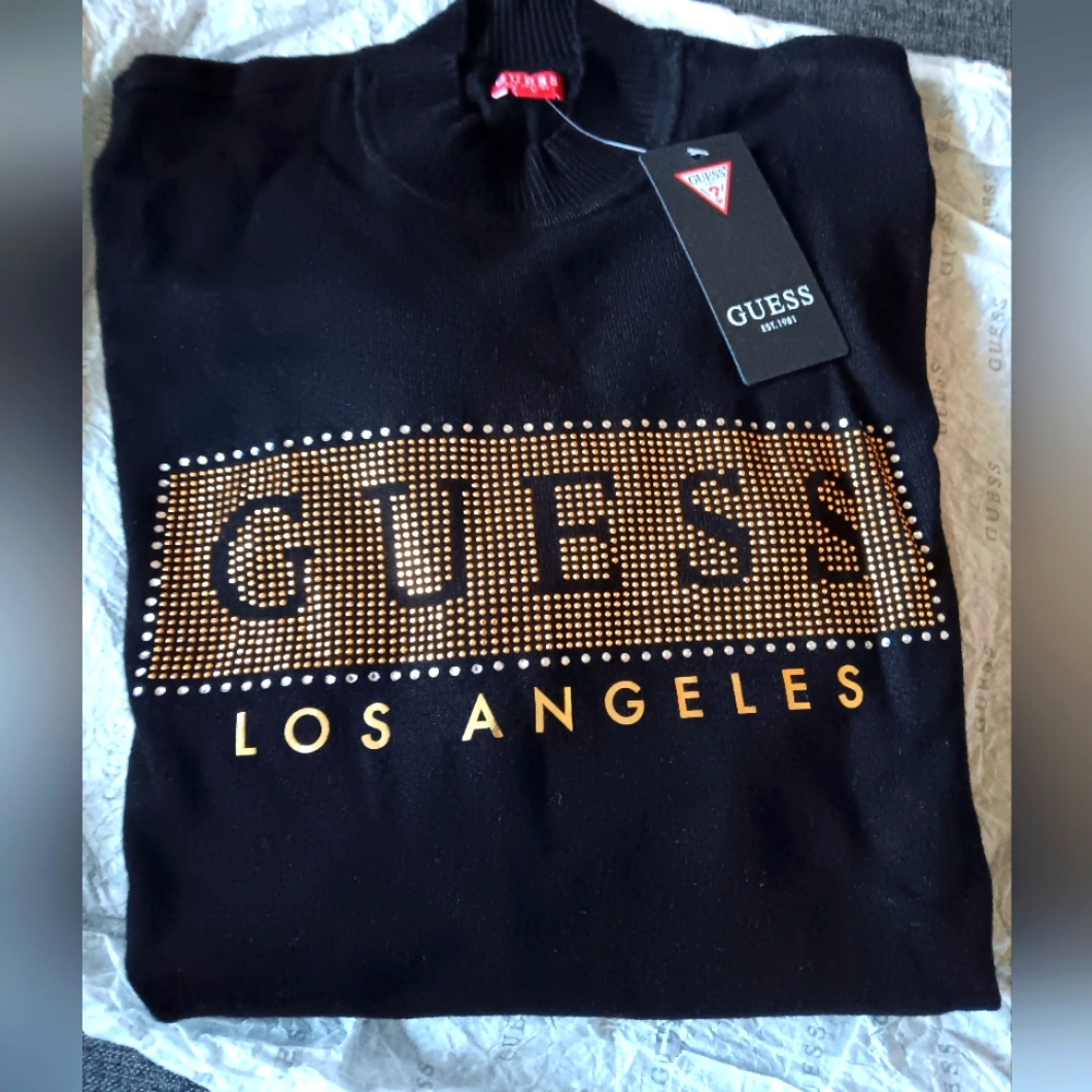 Guess rhinestones logo sweater
